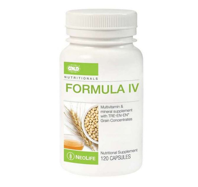 Neolife Formula IV supplement box – whole-food cellular nutrition for daily energy and immune support Neolife Formula IV – multivitamin with whole-food extracts for cellular energy, brain support, and overall wellness